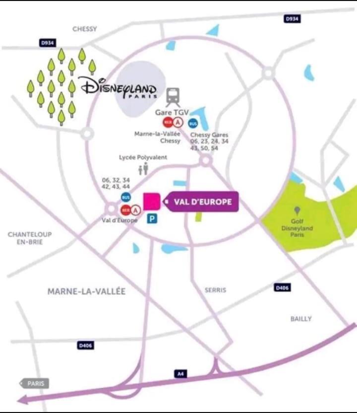 Appartement Disneyland Paris Val D'Europe La Vallee Village Parking 500M Gare Val D'Europe Montevrain Luaran gambar